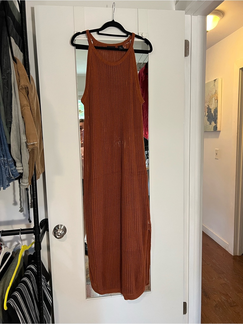 Tahari Rust Sleeveless Knit Wide-Leg Jumpsuit
